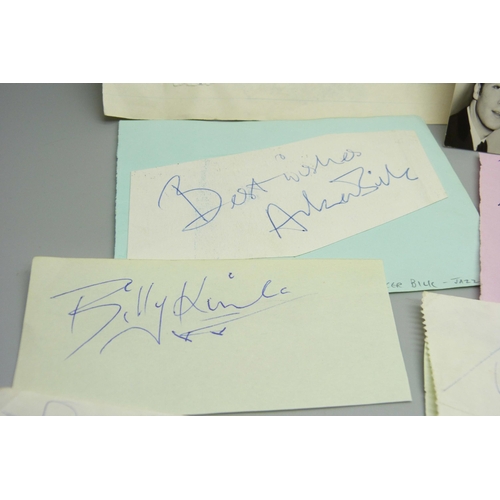 834 - Pop autographs including Billy Fury, Duane Eddy, Swinging Blue Jeans, Cilla Black, etc.