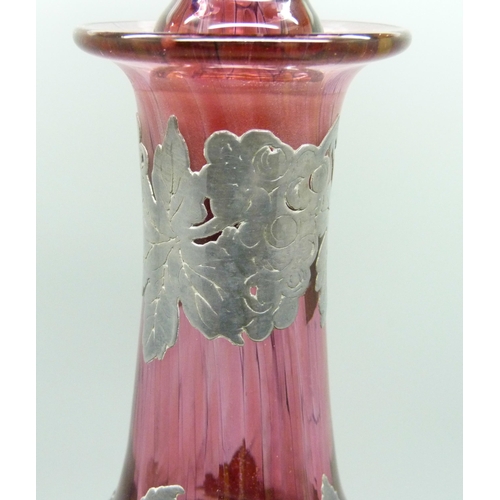 842 - A silver mounted glass decanter