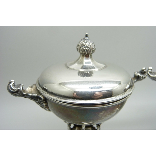 848 - Two silver lidded bon-bon dishes, London and Sheffield marks, total weight 269g