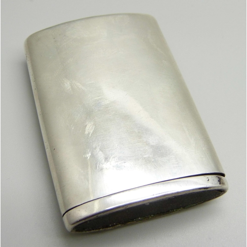 867 - A silver sliding vesta case, 53g, with inscription dated 1927