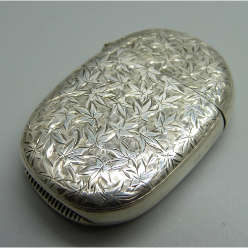 884 - A Victorian silver vesta case, Chester 1888