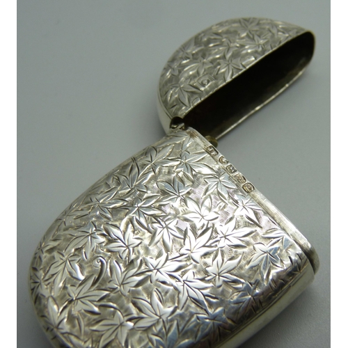 884 - A Victorian silver vesta case, Chester 1888