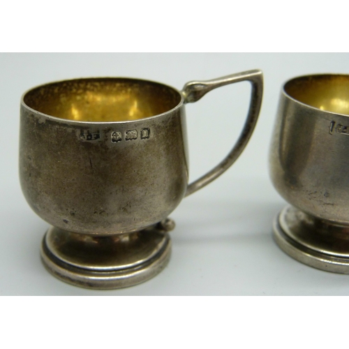 890 - A pair of silver shots, Birmingham 1912, 33g