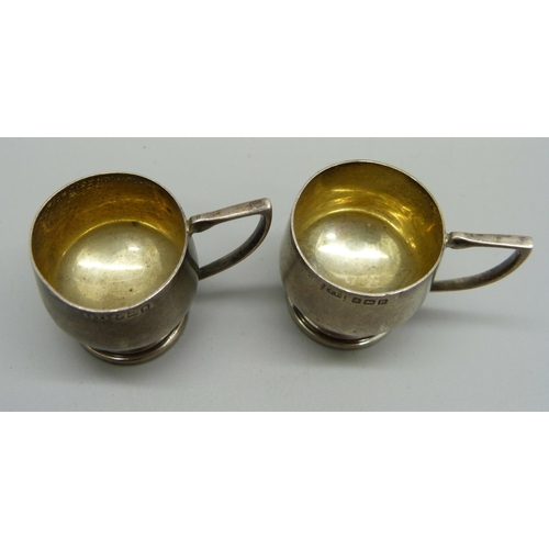 890 - A pair of silver shots, Birmingham 1912, 33g