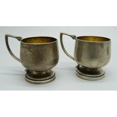 890 - A pair of silver shots, Birmingham 1912, 33g