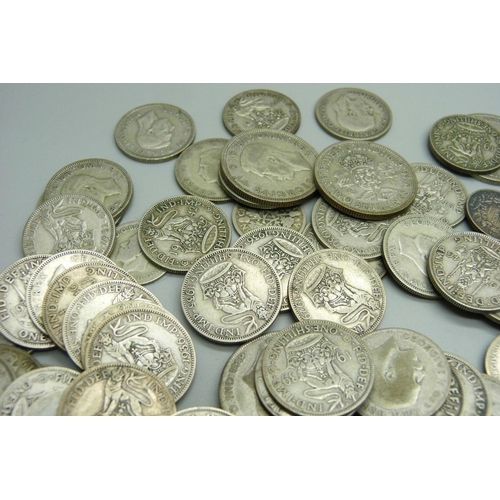 894 - Coinage, 1920 to 1946 and two Victorian silver coins, 700g