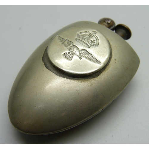 895 - A silver RAF brooch and a trench art lighter made out of two spoons