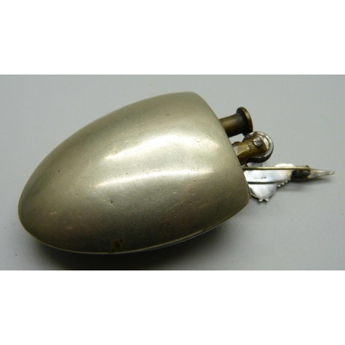 895 - A silver RAF brooch and a trench art lighter made out of two spoons