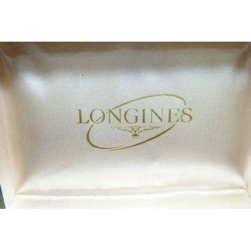 907 - A Longines watch box and a silver plated Longines pocket watch box