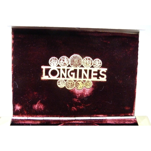 907 - A Longines watch box and a silver plated Longines pocket watch box