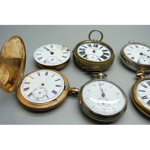 930 - Pocket watches, a stop watch and movements