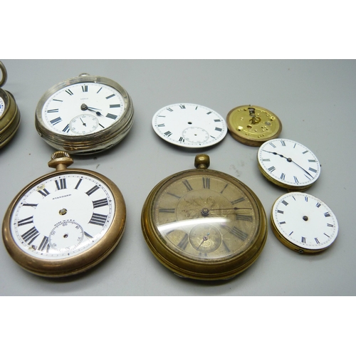 930 - Pocket watches, a stop watch and movements