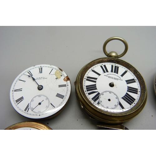 930 - Pocket watches, a stop watch and movements