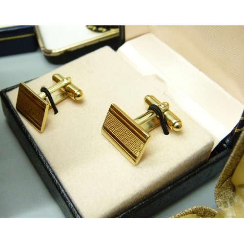 958 - A collection of boxed cufflinks and tie-pins