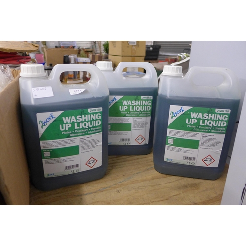 2381 - Three 5-litre tubs of Work washing-up liquid