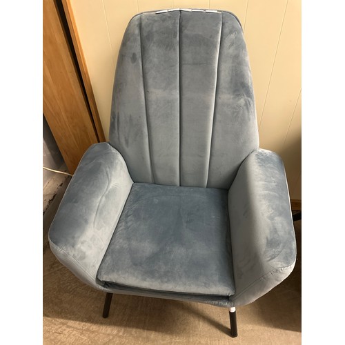 1344 - A Condor aqua velvet side chair