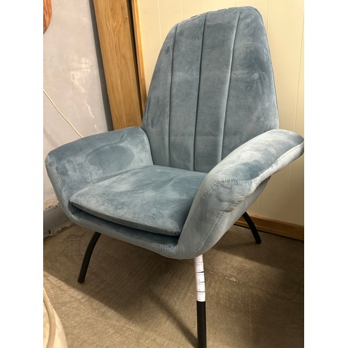 1344 - A Condor aqua velvet side chair