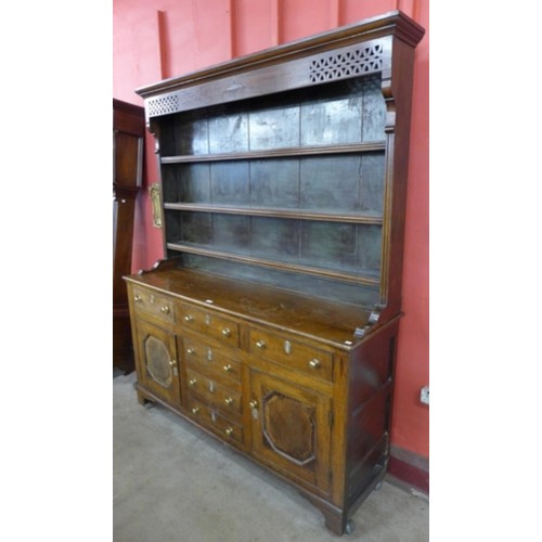 60 - A George III oak dresser, 120cms h, 166cms w, 48cms d