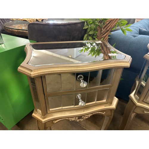 1454 - A mirrored two drawer side table