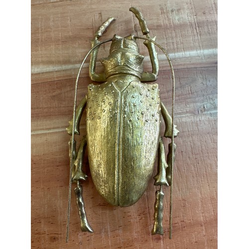 1465 - A pair of gold wall hanging beetles