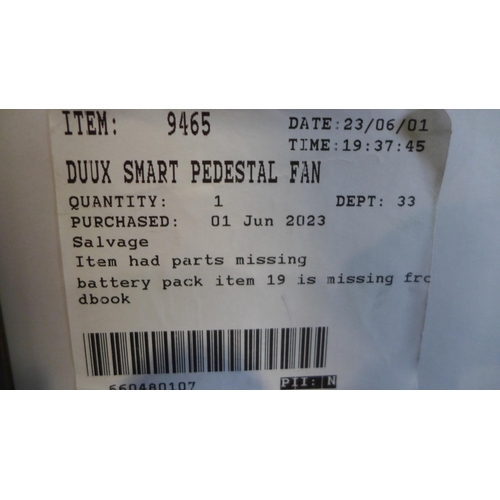 3022 - Duux Smart Pedestal Fan, with Remote. Original RRP £99.99 + VAT (298-115) *This lot is subject to VA... 