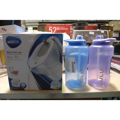 3047 - Brita Maxtra+ XL Style Jug and 2 Zulu Waterbottles (298-217,228) *This lot is subject to VAT