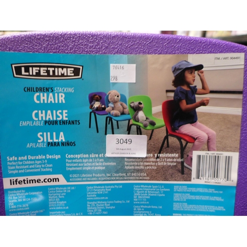 3049 - Lifetime Children's Purple Plastic Stacking Chair (298-808)  * This lot is subject to vat