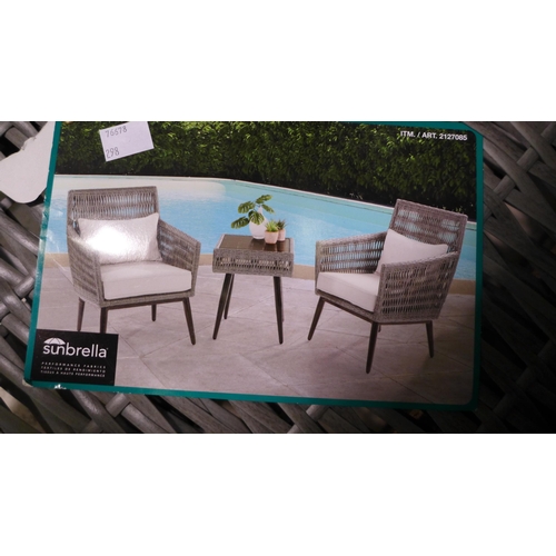 3153 - Agio 3-Piece Woven Bistro Set (Glass Table Top Missing), original RRP £499.99 + VAT (298-365) *This ... 