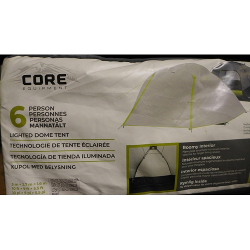 3174 - Core 6 Person Lighted Dome Tent, Original RRP £129.99 + vat (300-194)   * This lot is subject to vat