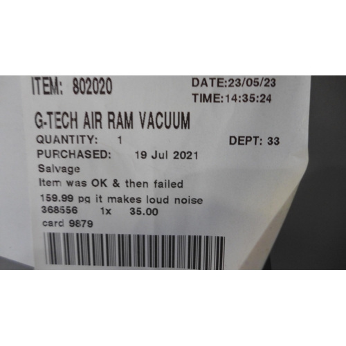 3183 - G-Tech Air Ram Vacuum Cleaner With Charging Lead - MDL: AR29  , Original RRP £129.99 + vat   (296-15... 