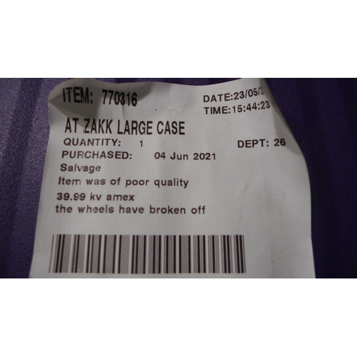 3206 - AT Zakk Large Purple Hardside Luggage Case (Damaged Wheel)   (296-184)    * This lot is subject to v... 