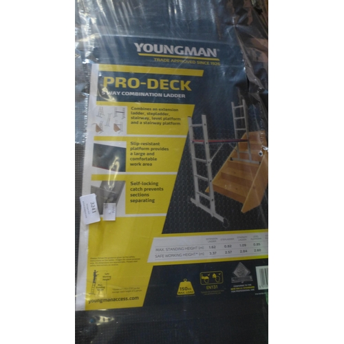 3241 - Youngman Pro-Deck 5 Way Combination Ladder - Damaged - (298-323) *This lot is subject to VAT