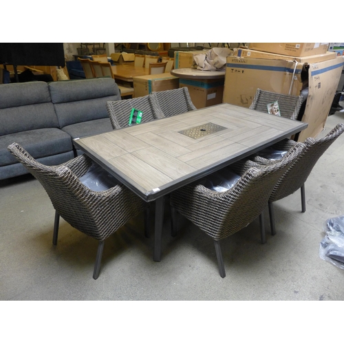 1439 - Agio Portland 7 piece Woven  Dining Set, original RRP £1583.32 + VAT (4175-32)(ITEM HAS SOME DAMAGE)... 