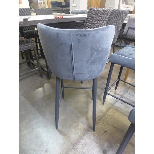 1515 - A set of four grey velvet bar stools * this lot is subject to VAT