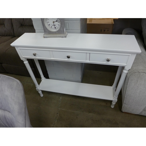 1531 - A white three drawer console table