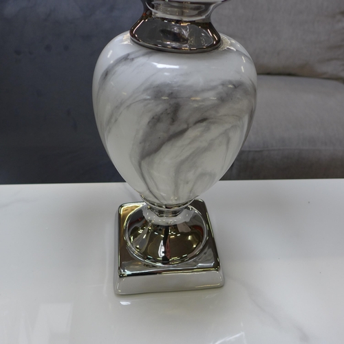 1534 - A pair of small marble urn table lamps