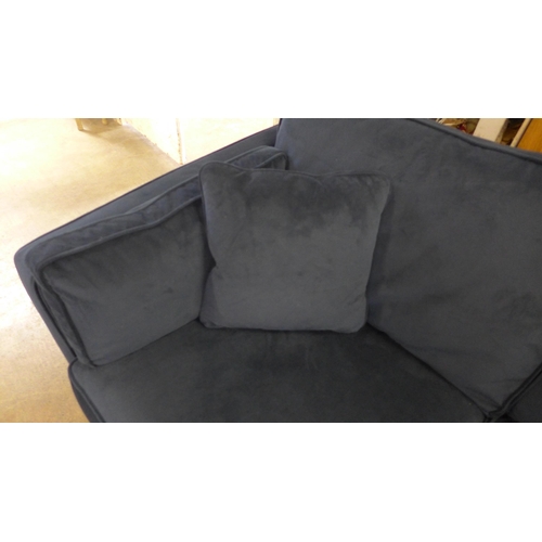 1558 - A Barker & Stonehouse navy velvet small three seater sofa