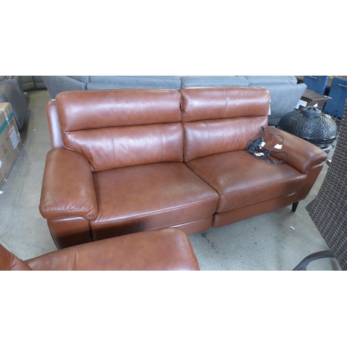 1584 - Grace chestnut brown leather three seater sofa, original RRP £891.66 + VAT (4175-4) *This lot is sub... 