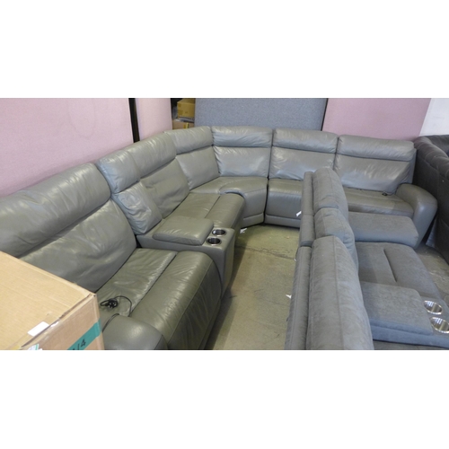 1588 - Paisley Leather Sectional Power Recliner, original RRP £1666.66 + VAT - worn (4175-28) *This lot is ... 