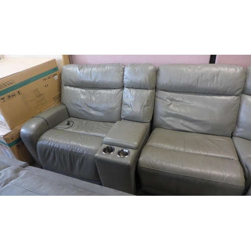 1588 - Paisley Leather Sectional Power Recliner, original RRP £1666.66 + VAT - worn (4175-28) *This lot is ... 