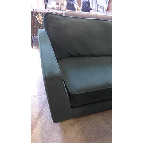 1593 - A Barker & Stonehouse green velvet four seater sofa - damaged back