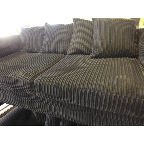 1599 - Black jumbo cord three and two seater sofas