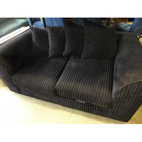 1599 - Black jumbo cord three and two seater sofas