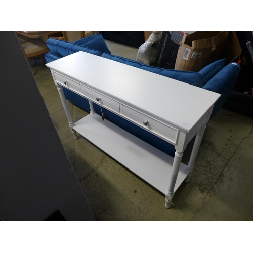 1602 - A white three drawer console table