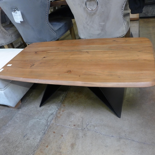 1512 - A hardwood coffee table on steel base * this lot is subject to VAT