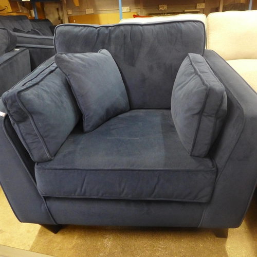 1559 - A Barker & Stonehouse navy velvet arm chair