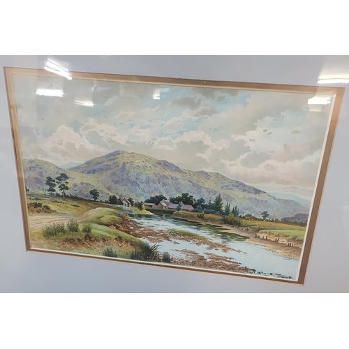 281D - Assorted watercolours, including; George Butler, Bakewell landscape, William Thomas, moorland landsc... 