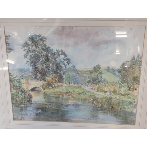 281D - Assorted watercolours, including; George Butler, Bakewell landscape, William Thomas, moorland landsc... 