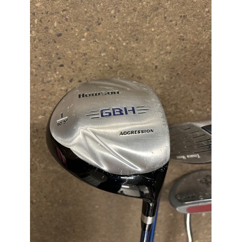 2367 - A Howson GBH driver, a Howson No. 3 wood and a Zebra face-balanced putter