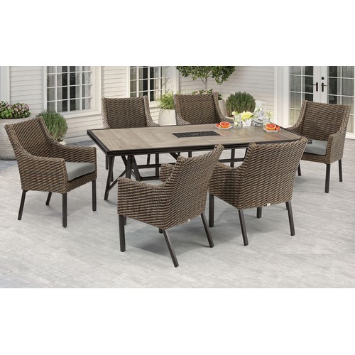 1439 - Agio Portland 7 piece Woven  Dining Set, original RRP £1583.32 + VAT (4175-32)(ITEM HAS SOME DAMAGE)... 